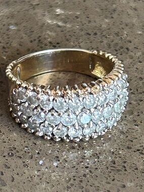 Heavy 10K Yellow Gold 4-Row SI Diamond Statement Band Ring - Size 7.25 (5.1g)